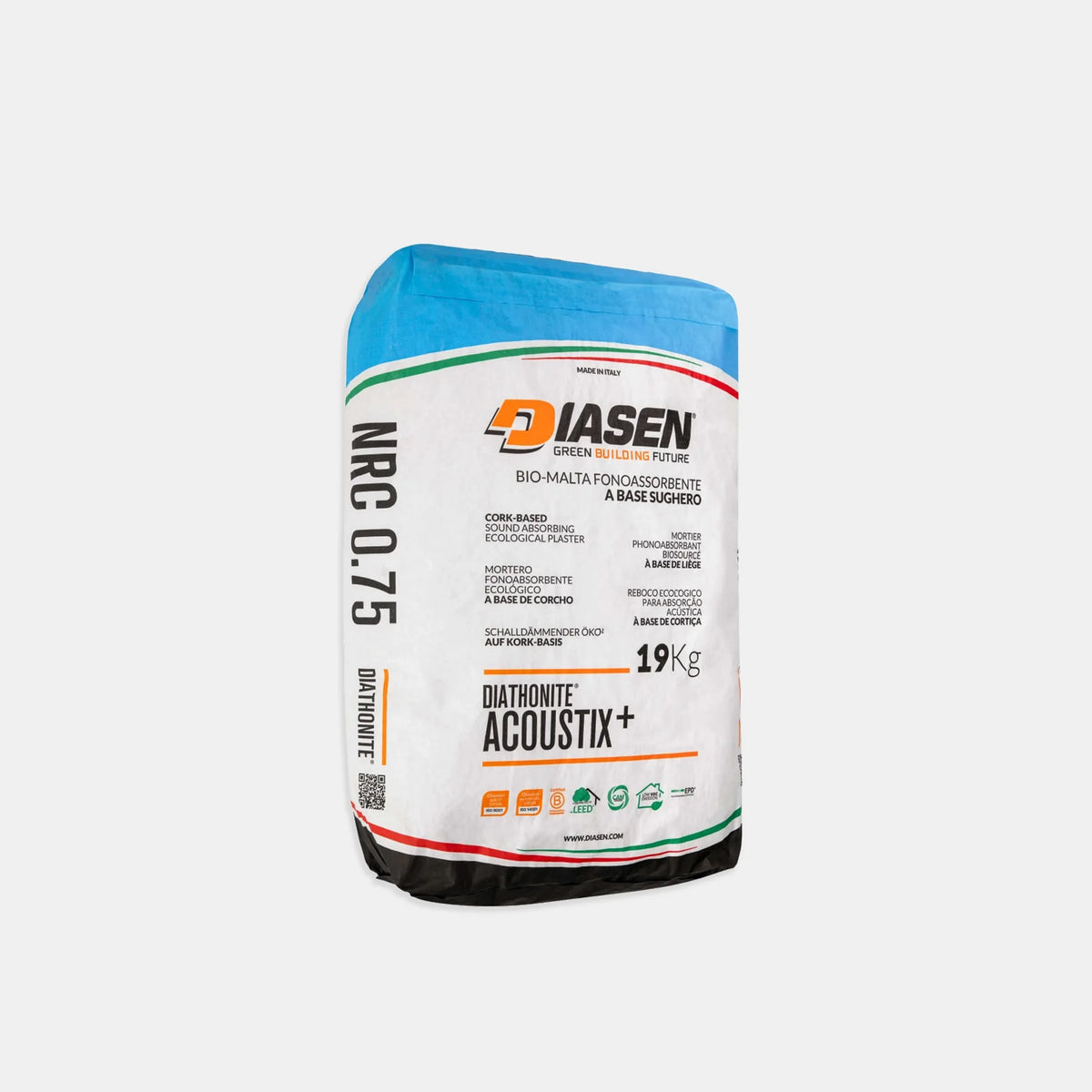 Tencuială acustică DIASEN ACOUSTIX+, 19 kg, pentru absorția sunetului și confort acustic.